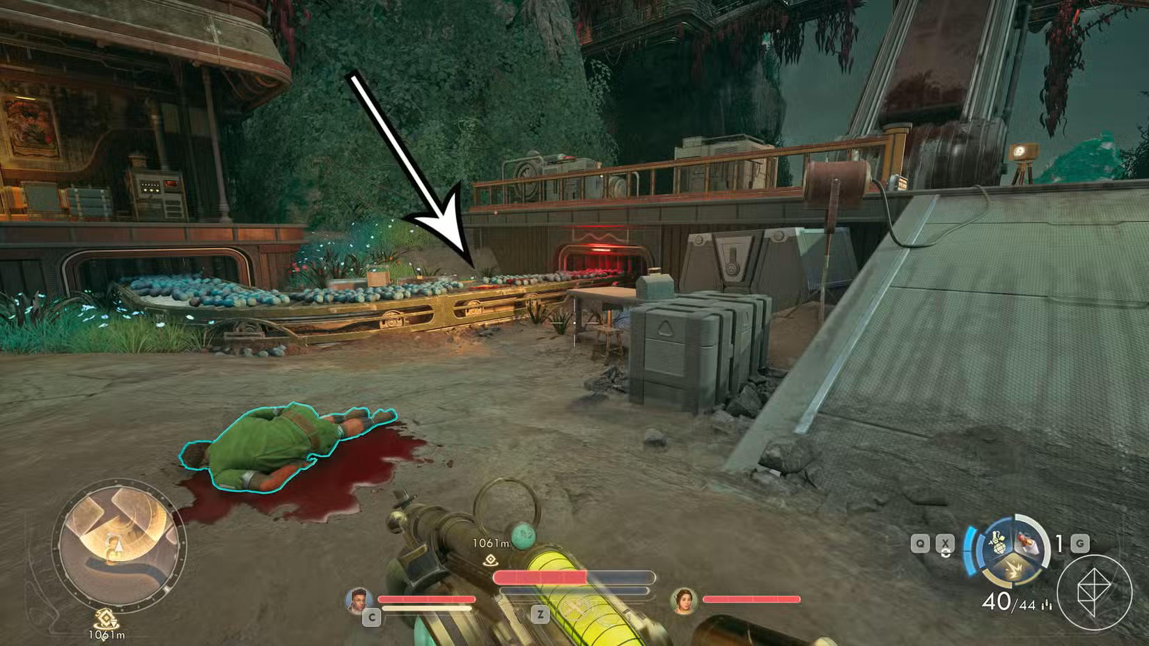 Os restos mortais de Ida na missão 'Por Quem a Ponte Dobra' em The Outer Worlds 2.