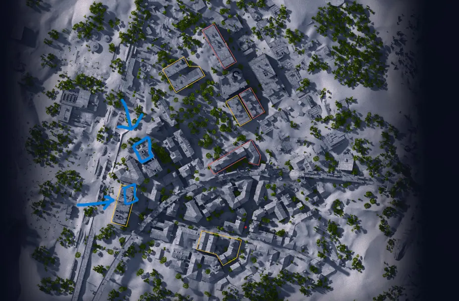 Mapa marcado para a Missão de Iniciativas Inesperadas em ARC Raiders.