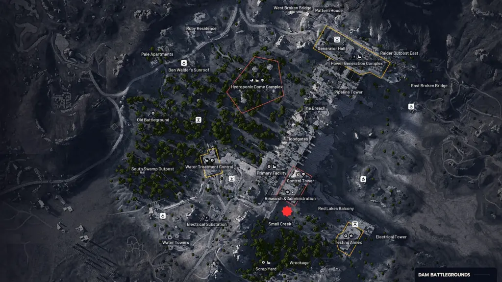 Localização do edifício de pesquisa e administração em ARC Raiders