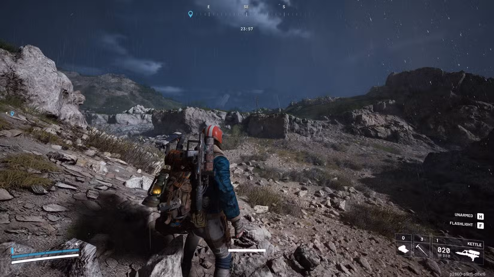 O jogador em Arc Raiders olhando para um Rei passando pelo mapa no fundo do céu noturno.