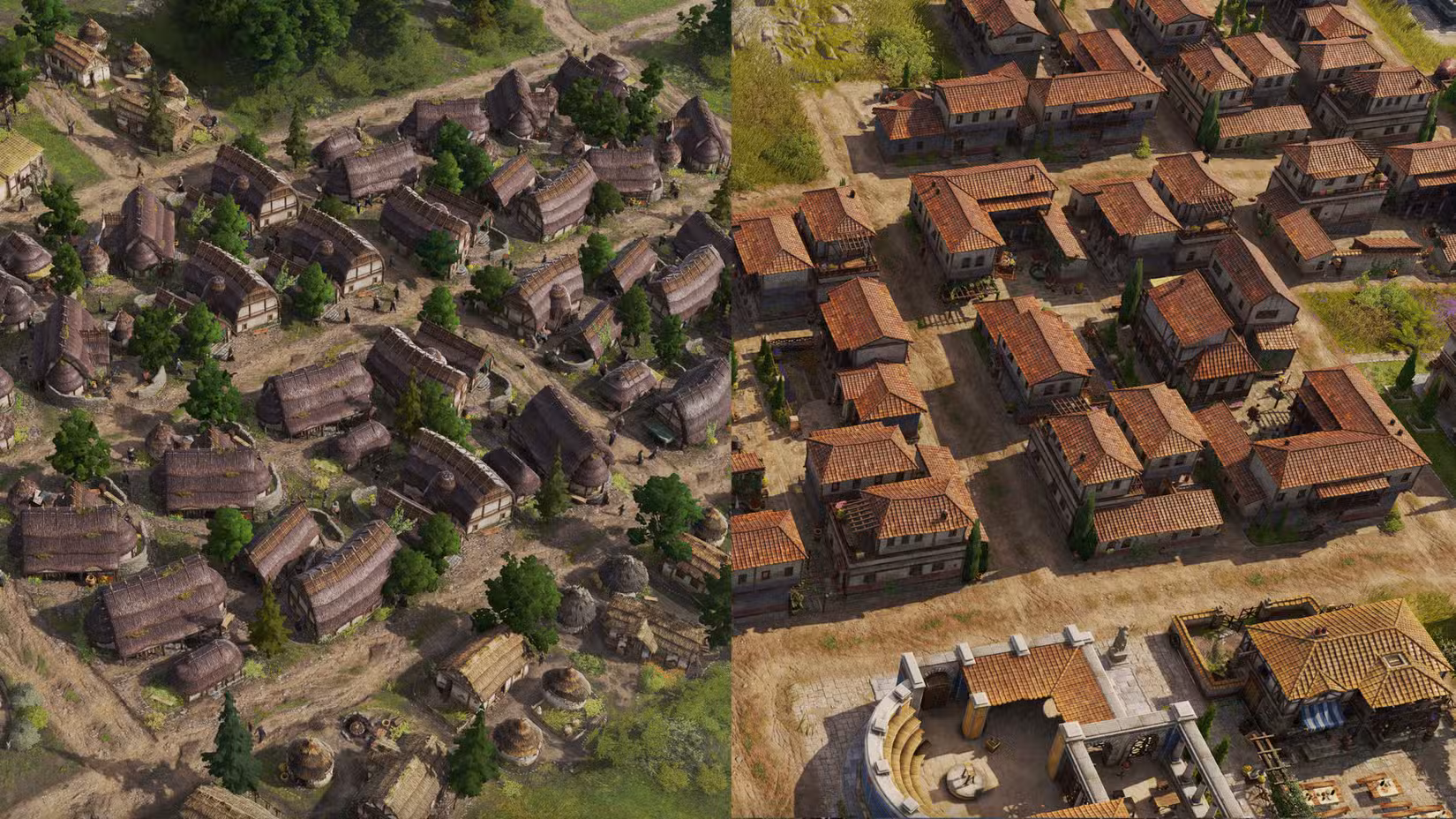 Uma cidade celta e romana lado a lado em Anno 117: Pax Romana.