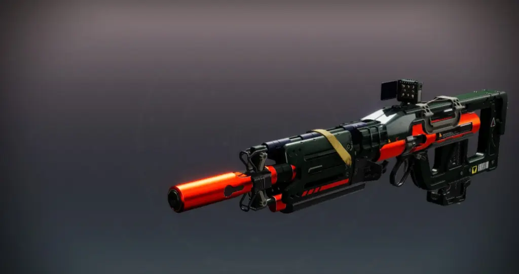 O rifle de pulso Mint Retrograde em Destiny 2, que usa o mesmo modelo do rifle de pulso Hailing Confusion da Europa.