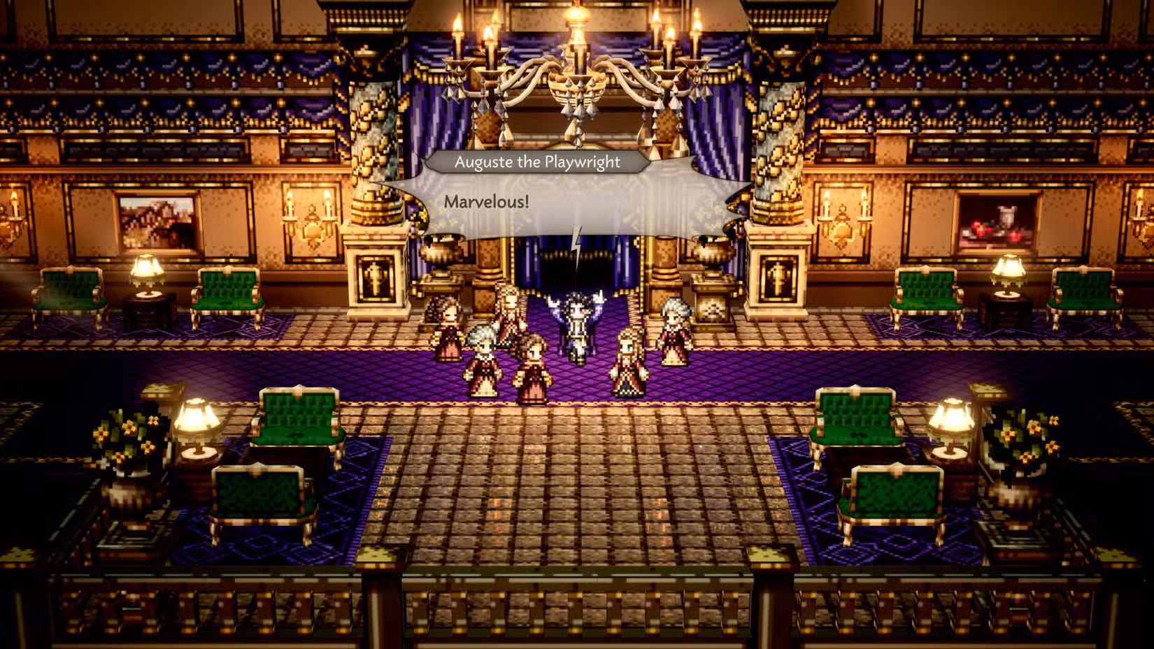 Uma captura de tela oficial do Octopath Traveler 0 mostrando um dos antagonistas do jogo, Auguste