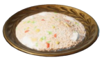 Um prato de Arroz Frito Envolto.