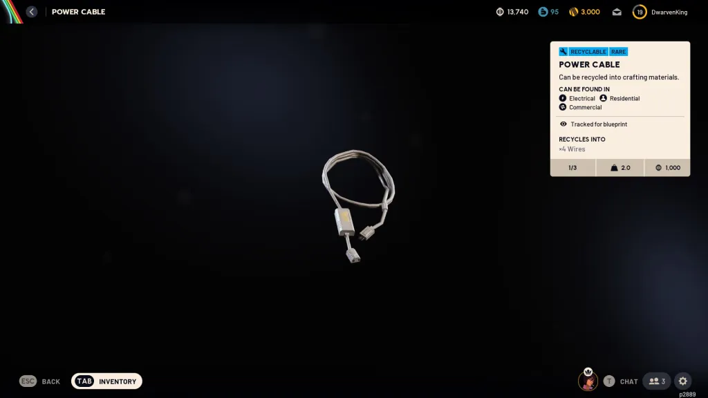 Item de cabo de alimentação em ARC Raiders. 