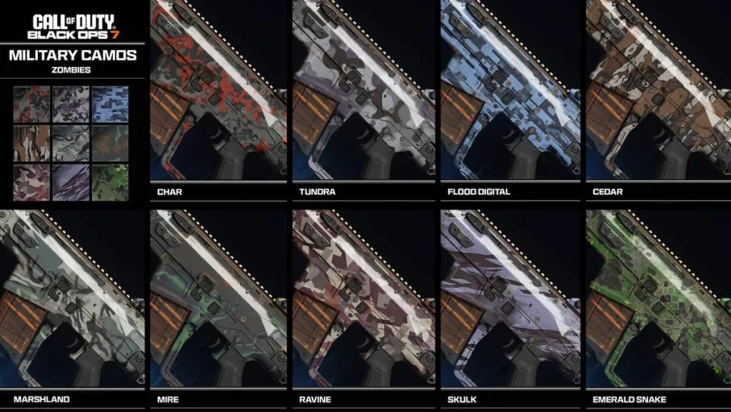 BO7 Zombies Camuflagens militares