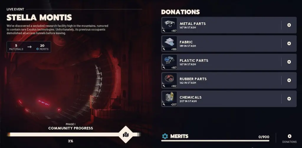 Evento ao vivo de Stella Montis ARC Raiders