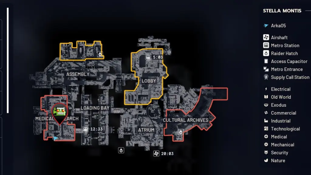 POI de pesquisa médica em ARC Raiders