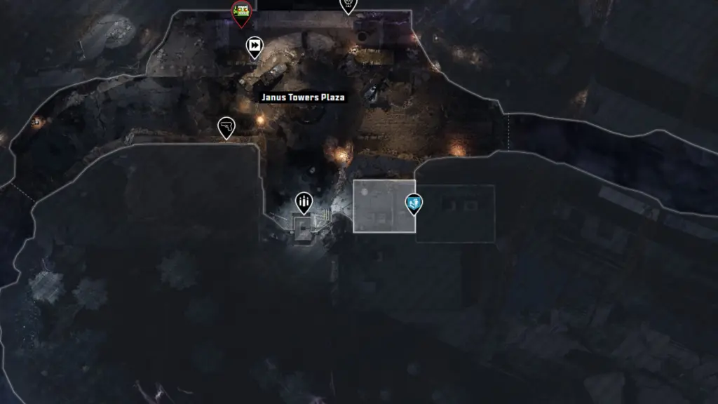 Localização da lata de pulverização no Janus Towers Plaza
