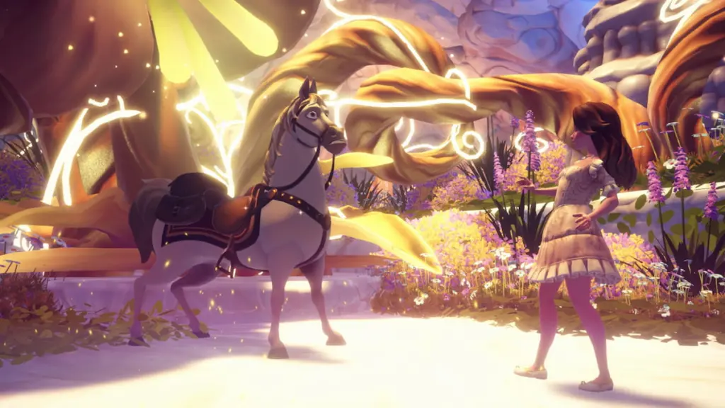 Ao lado de Maximus no Disney Dreamlight Valley