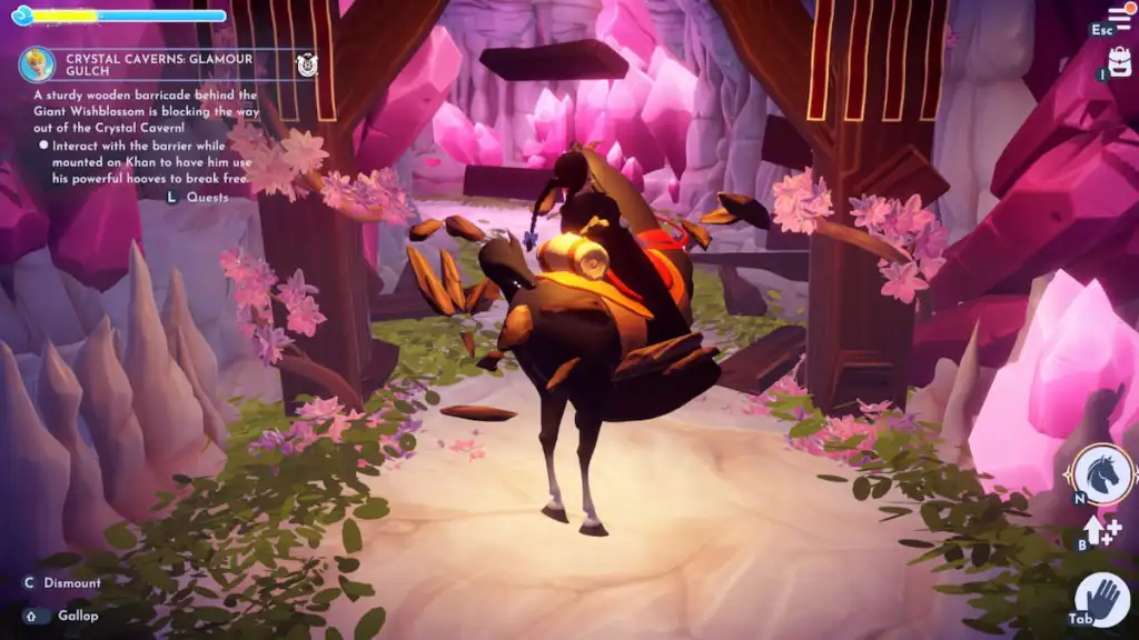Quebrando uma barreira de madeira como Khan no Disney Dreamlight Valley