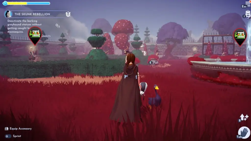 primeira e segunda estátuas de galgos marcadas no Disney Dreamlight Valley