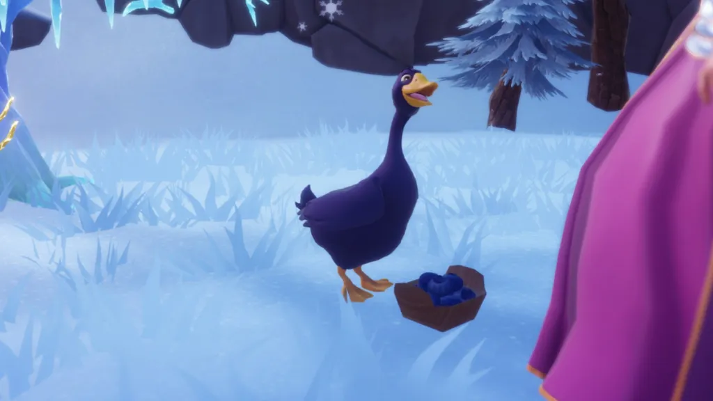Alimentando o ganso no Disney Dreamlight Valley