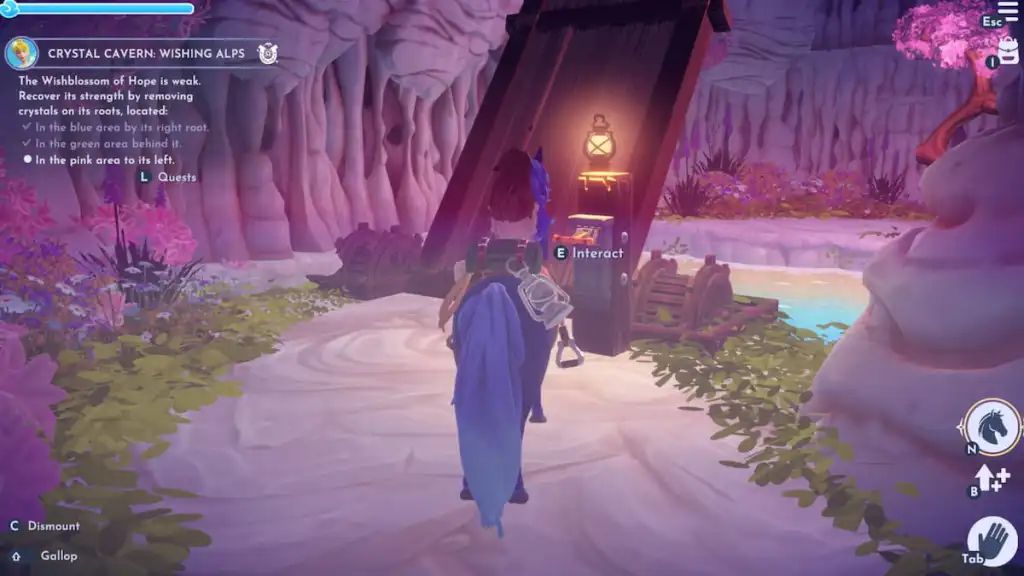 abaixando uma ponte no Disney Dreamlight Valley