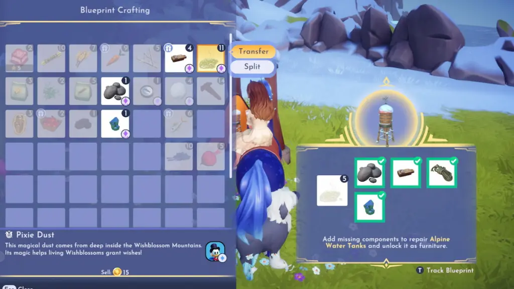 Reparando a planta da torre de água no Disney Dreamlight Valley
