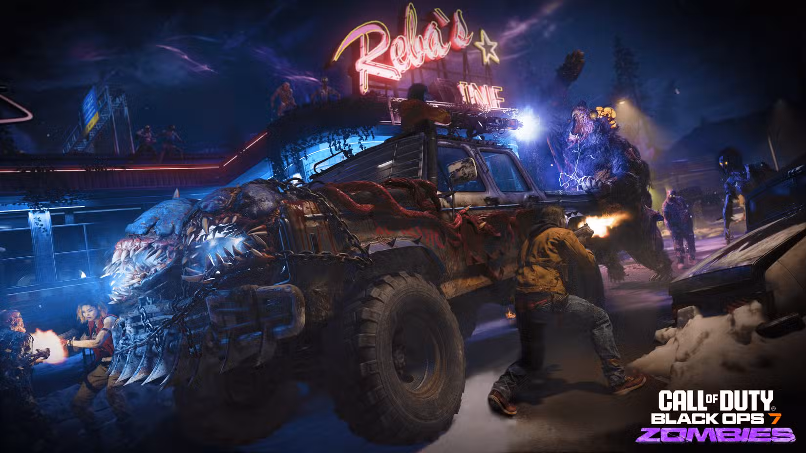 Zumbis atacam uma fortaleza na arte principal de Black Ops 7 Zombies