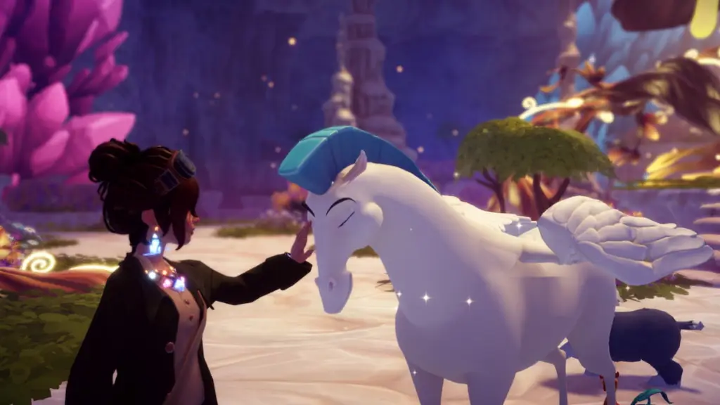 Acariciando Pegasus no Disney Dreamlight Valley