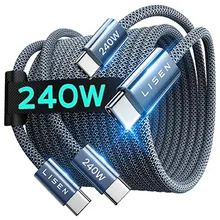Pacote de 2 cabos USB tipo C Lisen de 6,6 pés e 240 W