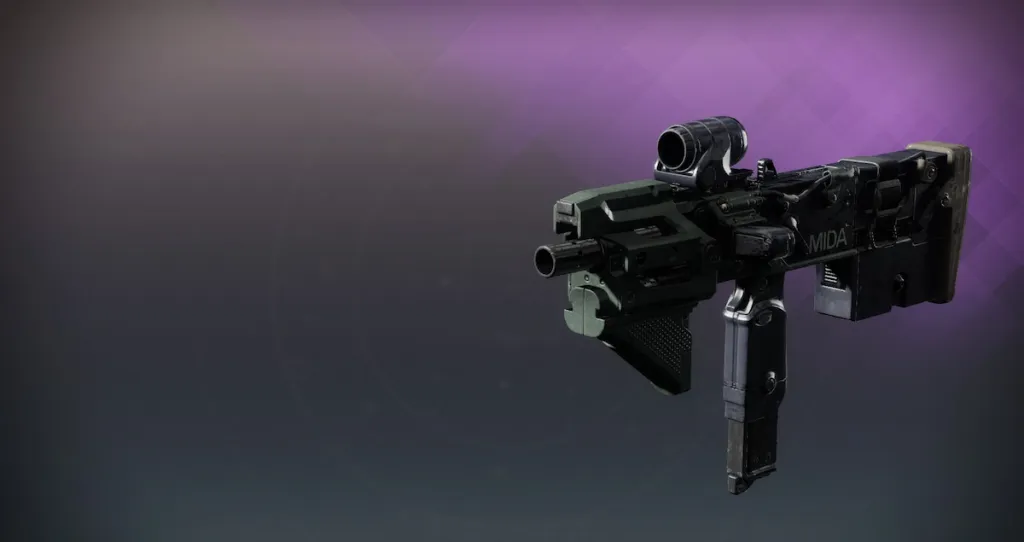 A MIDA Mini-Tool SMG, uma arma compacta com "MIDA" gravado nele.