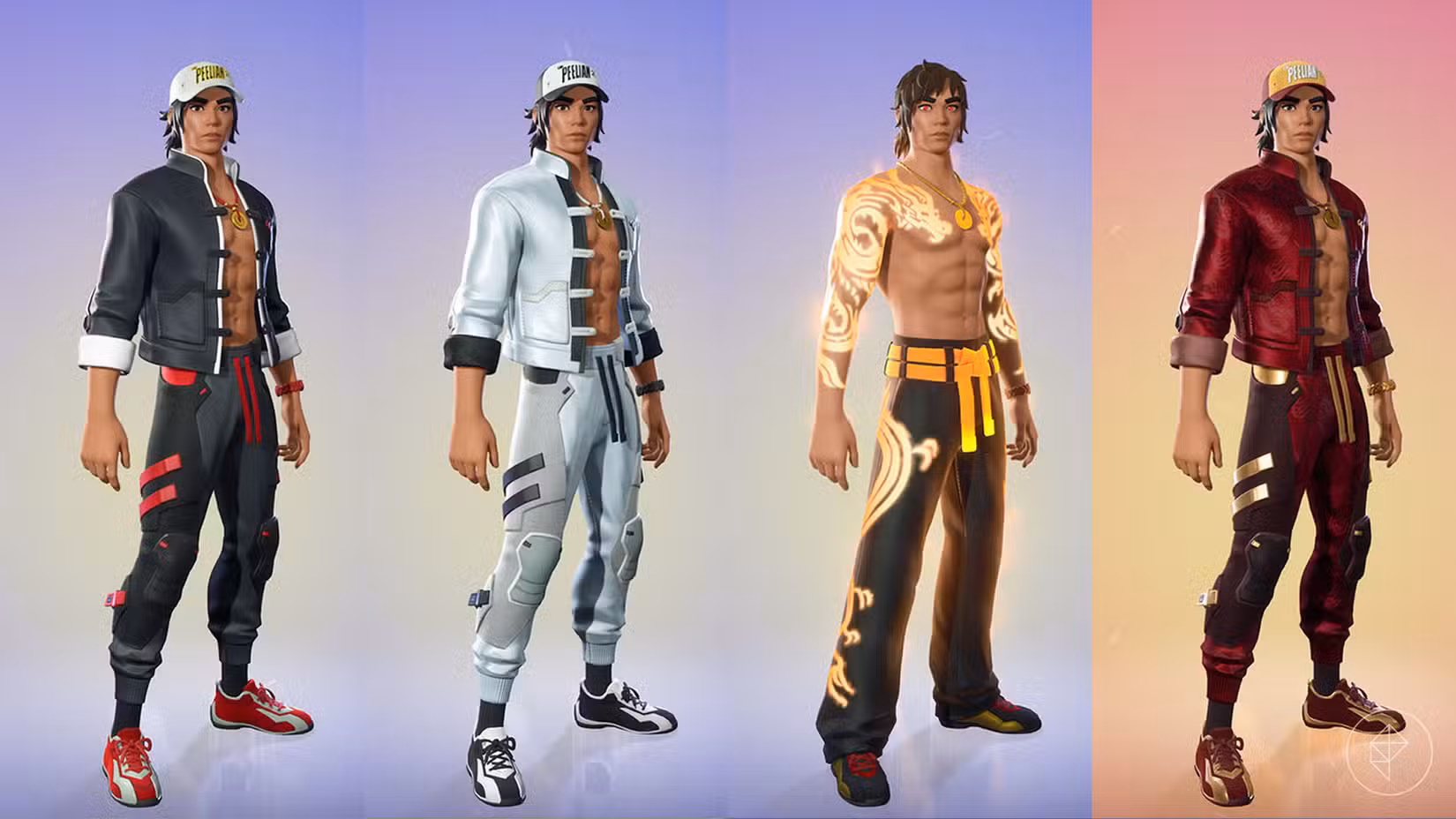 A skin e os estilos de Carter Wu do passe de batalha Fortnite Capítulo 7 Temporada 1.