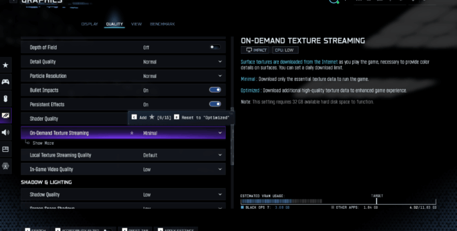 Recurso de streaming de textura sob demanda no Black Ops 7