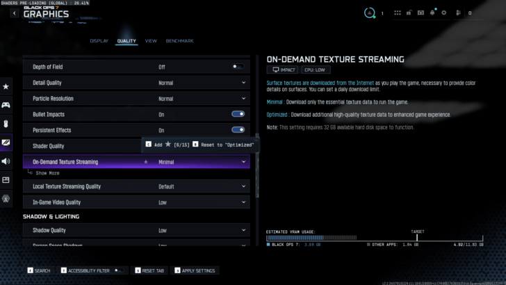 Recurso de streaming de textura sob demanda no Black Ops 7