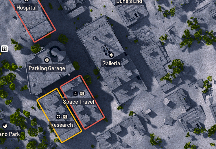 Localização do mapa do scanner Eyes in the Sky ARC Raiders Galleria Buried City