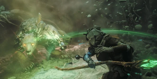 Jogador enfrentando um chefe em Soulframe