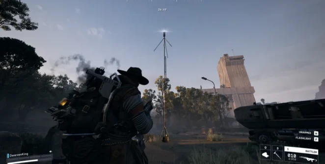Uma estação de chamada de suprimentos em ARC Raiders.
