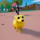 Peels, o cachorro banana Sidekick, com orelhas caídas em Fortnite.