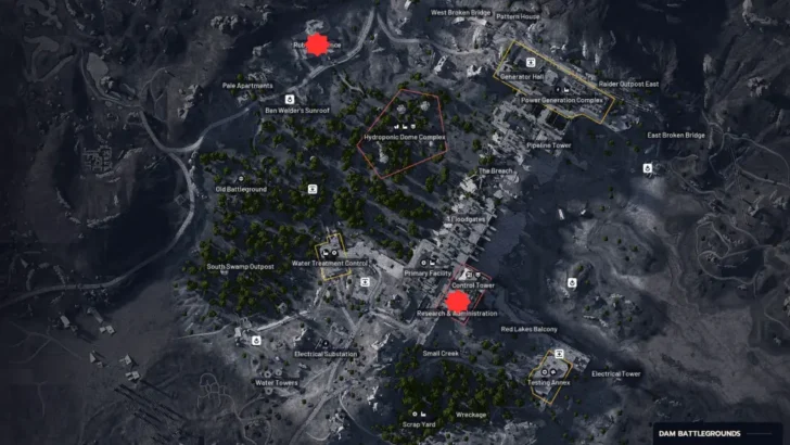 Dam Battlegrounds Principais áreas em ARC Raiders