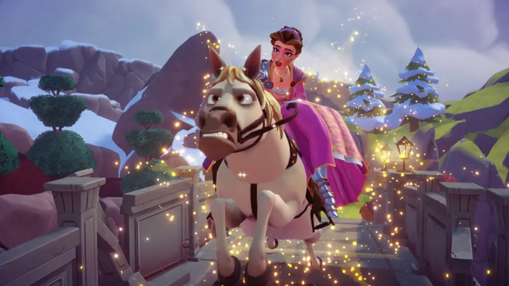 Pulando pela lacuna montando Maximus no Disney Dreamlight Valley