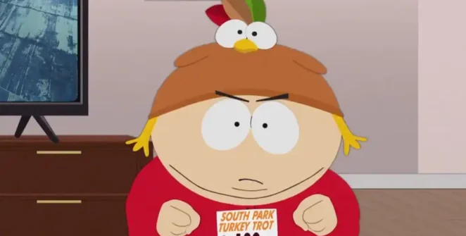 Cartman discutindo com Tolkien enquanto este joga ARC Raiders em South Park.
