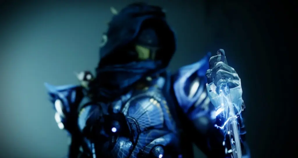 Um caçador com convicção talentosa em Destiny 2 Renegades, na tela de visibilidade do arco.