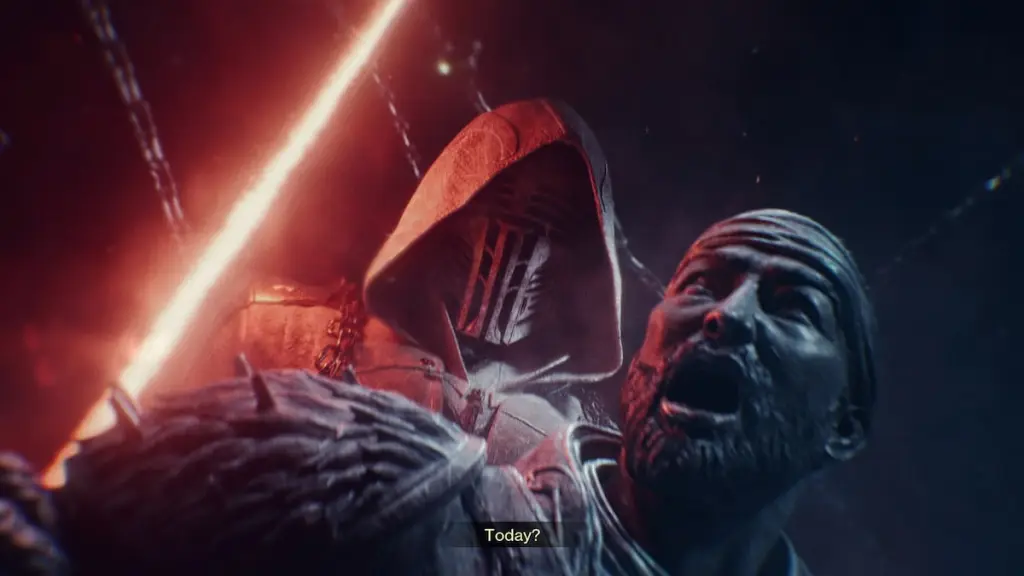 Dredgen Bale empunha um sabre de luz no Drifter em uma visão na campanha Renegades de Destiny 2.