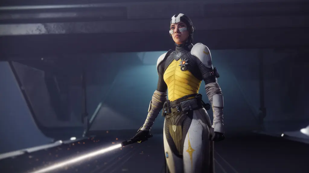 O Warlock Aunor com a Praxic Blade, um sabre de luz, em Destiny 2: Renegades.