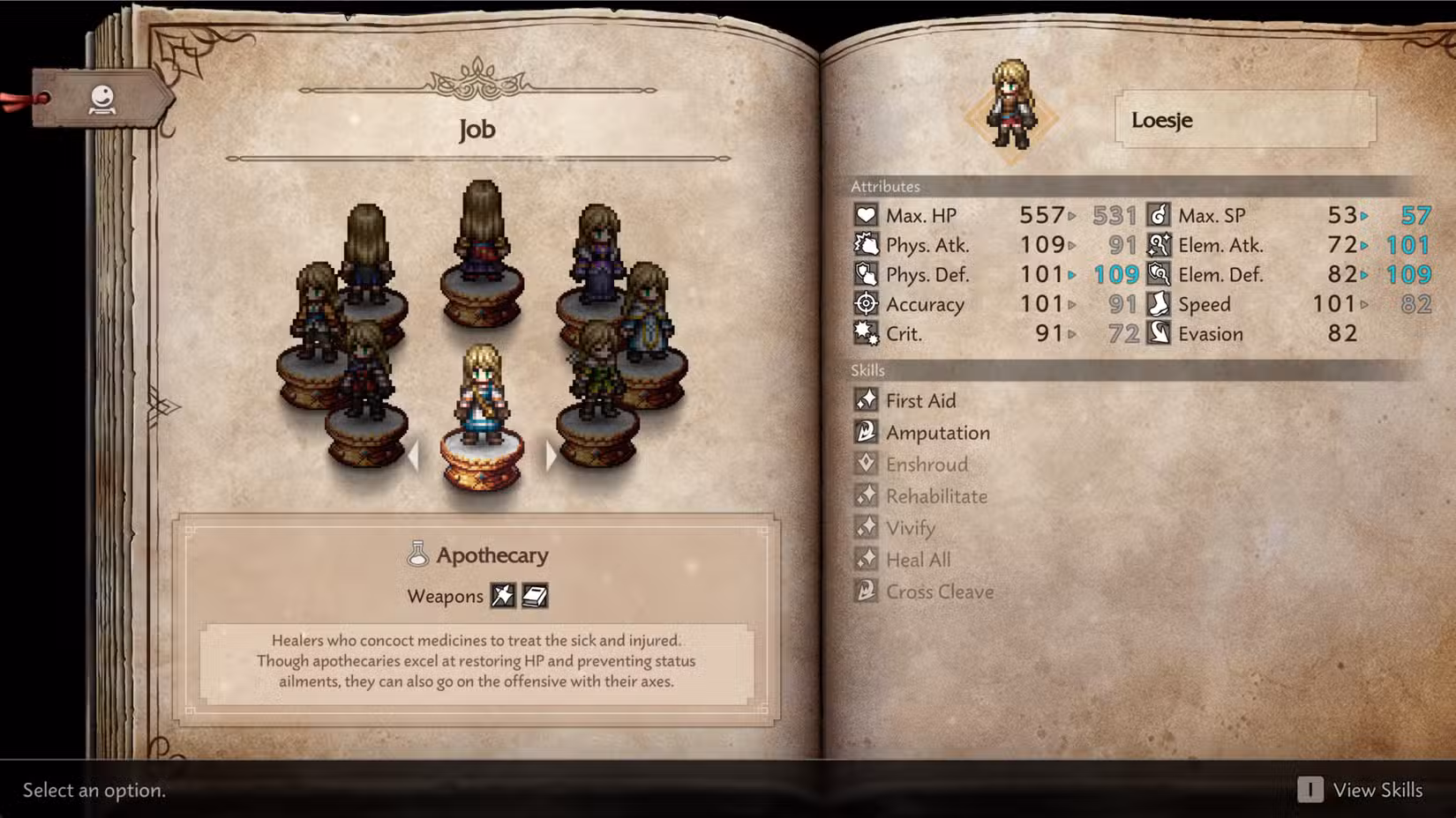 O trabalho de Boticário em Octopath Traveller 0.