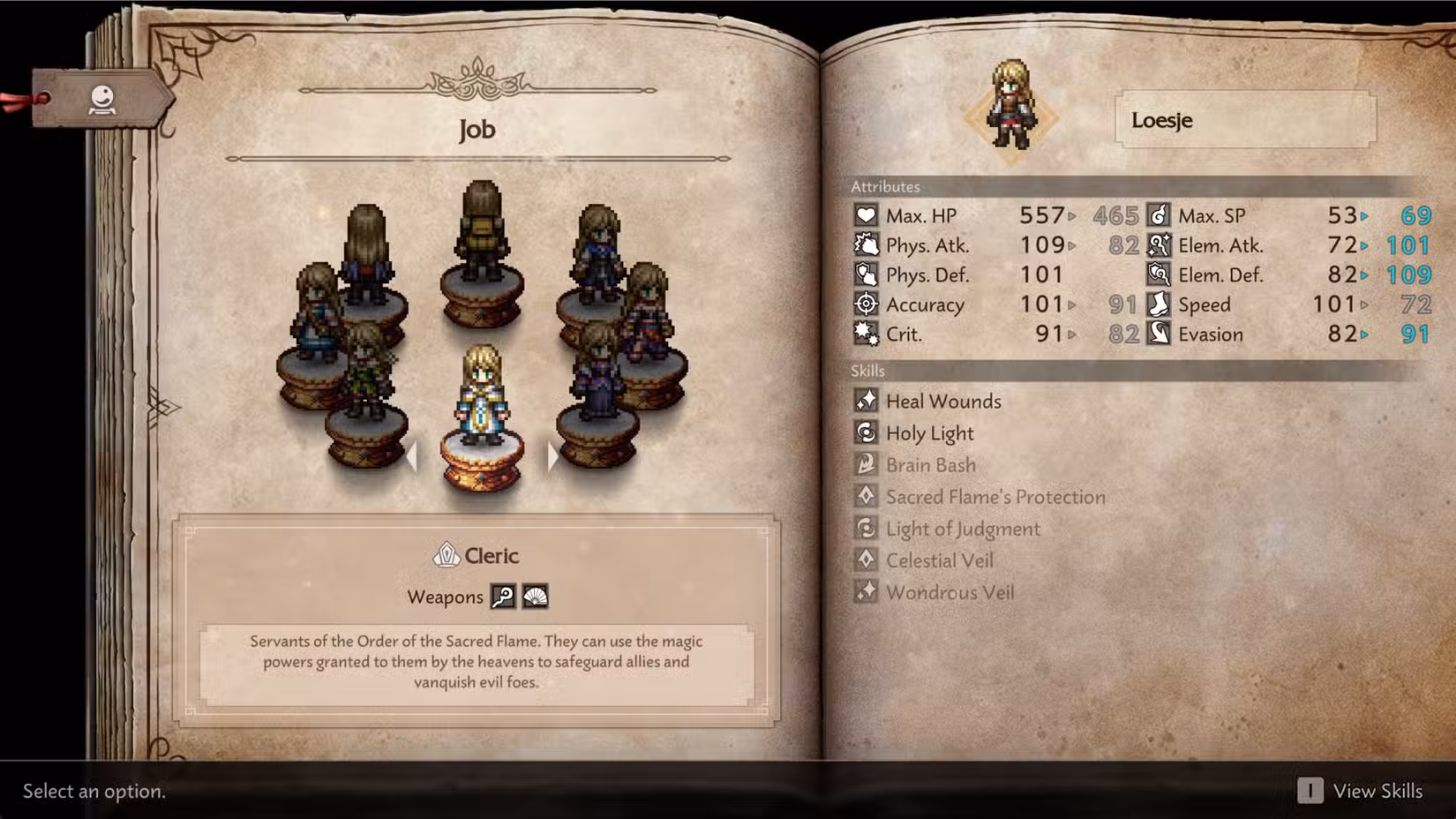 O trabalho do Clérigo no Octopath Traveler 0.