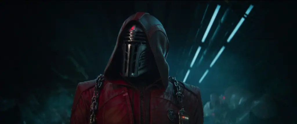 Dredgen Bael em Destiny 2, com capuz, capacete e voz no estilo Kylo Ren.