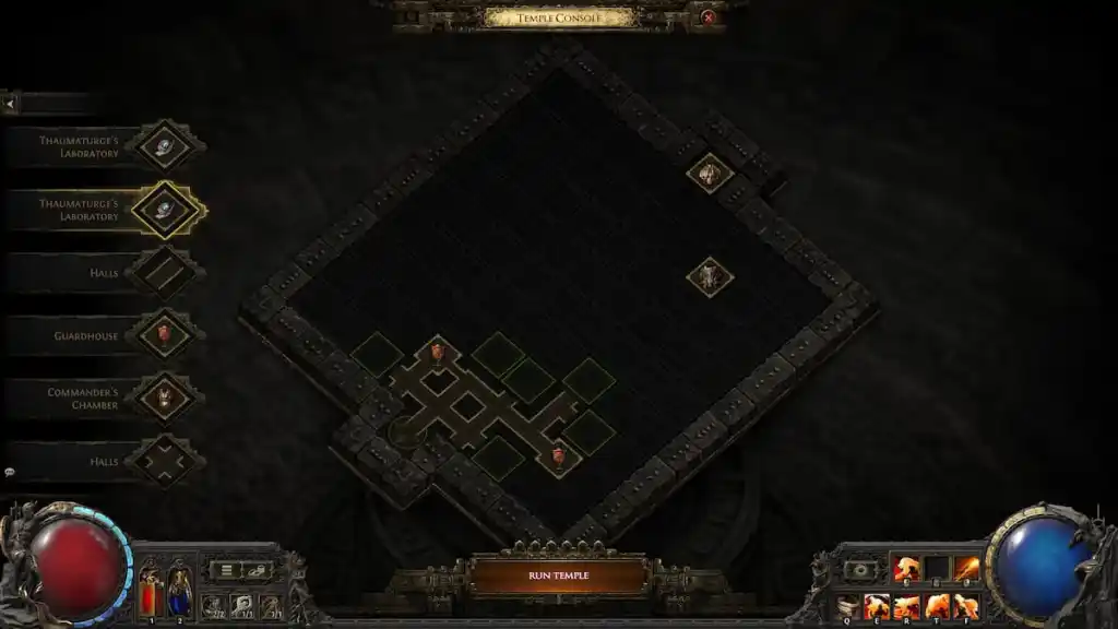 O layout do Templo Vaal no Path of Exile 2. 