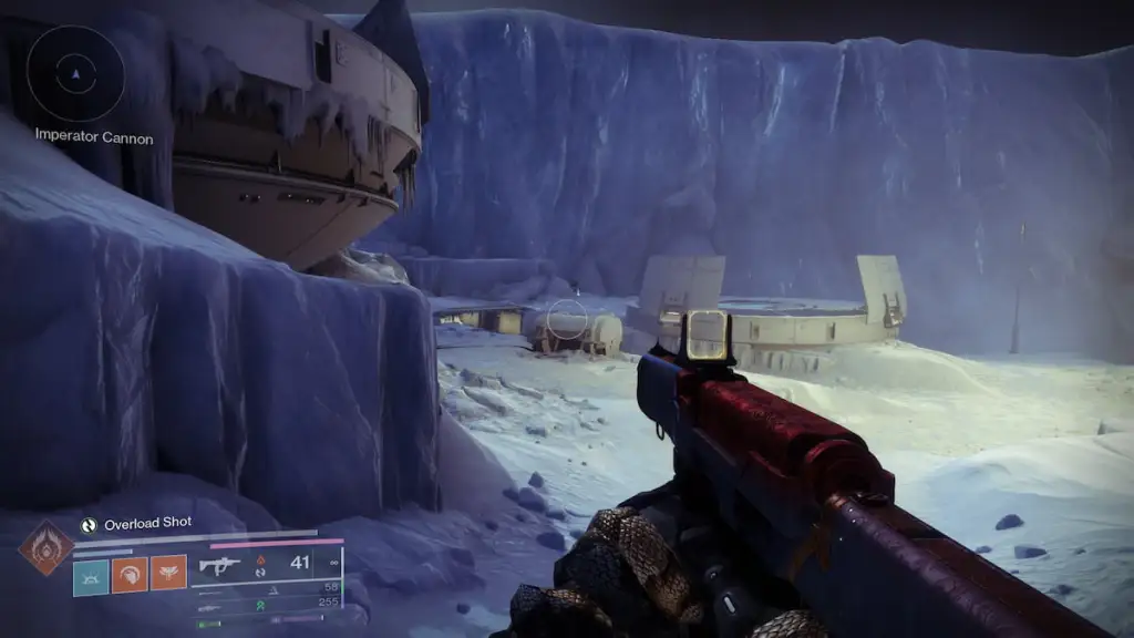 Um guardião aponta para um inimigo Possuído na missão Fogo e Gelo em Destiny 2.