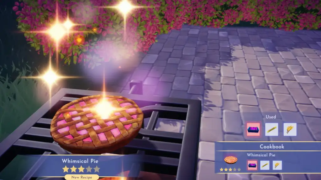 Torta extravagante cozida no Disney Dreamlight Valley
