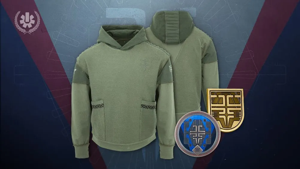 Moletom e broche da primeira corrida mundial da masmorra Equilibrium de Destiny 2