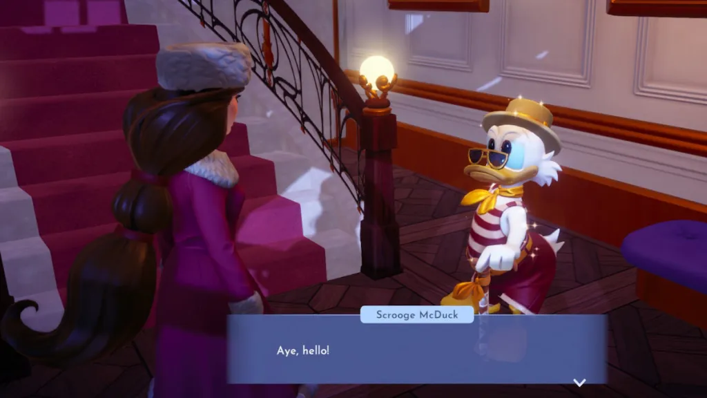 conversando com Scrooge no Disney Dreamlight Valley