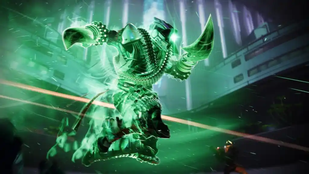 Um Strand Titan usando seu Super para arte promocional em Destiny 2.