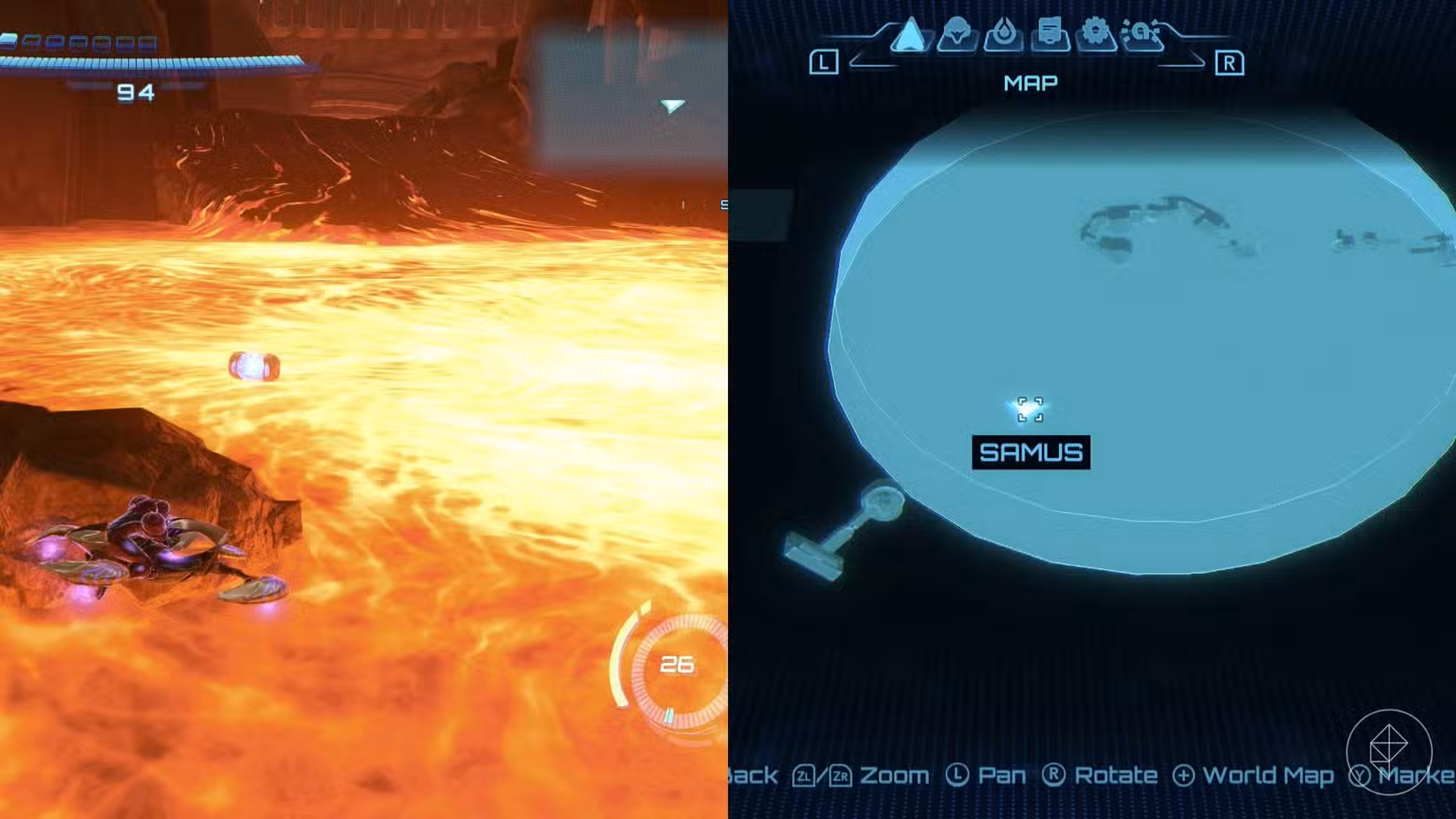 O tanque de energia Volcano Heart em Metroid Prime 4