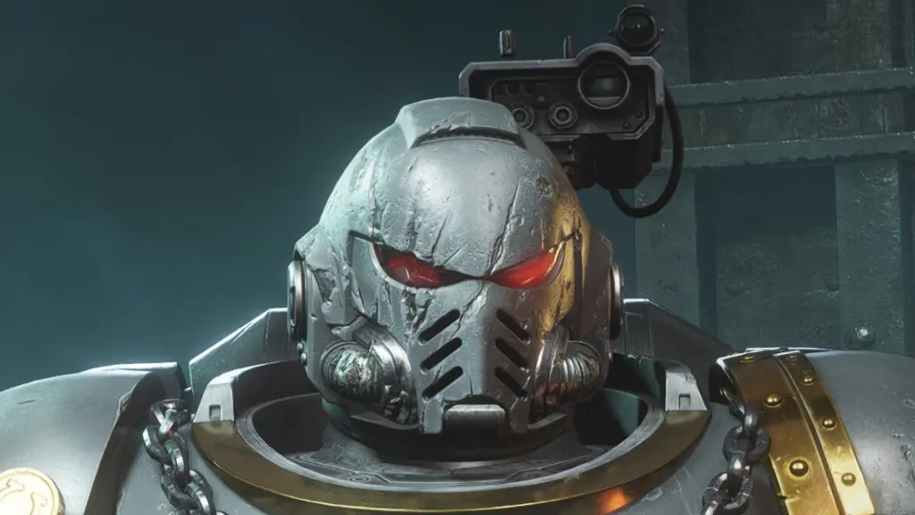 Uma captura de tela do capacete Space Marine 2 exclusivo do Lethal Mode