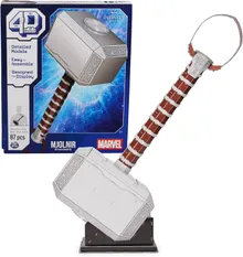 Kit de modelo de quebra-cabeça 3D Marvel Mjolnir Thor Hammer com suporte, 87 peças