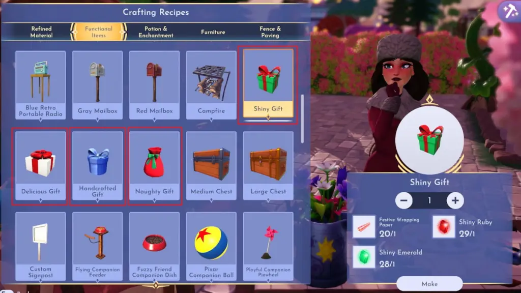 Quatro presentes artesanais marcados no Disney Dreamlight Valley