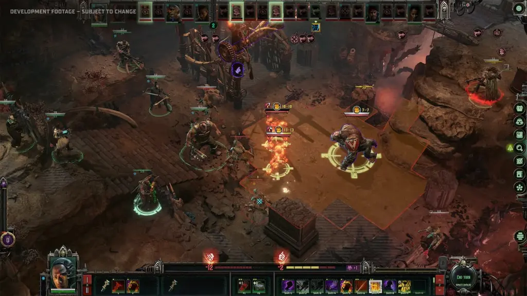 Uma cena de combate em Warhammer 40K: Dark Heresy.